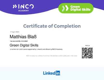 Zertifikat - Green Digital Skills