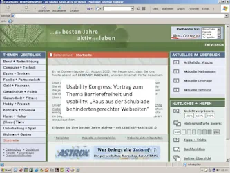 Screenshot der Webseite lebensphasen.de aus dem Jahr 2002.