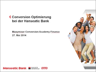 Screenshot einer präsentation: Vortrag zum Thema "Conversion Optimierung" auf der Maxymiser Conversion Academy Finance