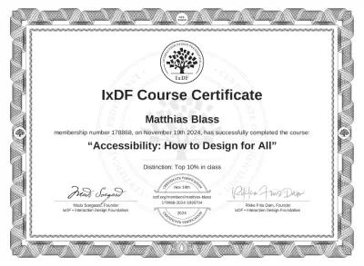 Zertifikat: Accessibility: How to Design for All
